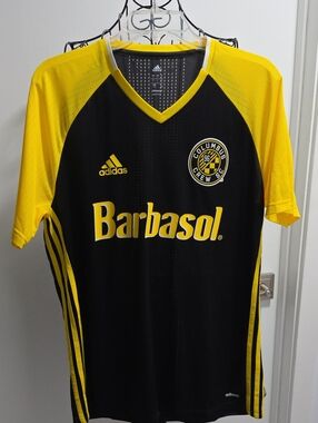 adidas Black and Yellow Columbus Crew SC Jersey with Barbasol Logo